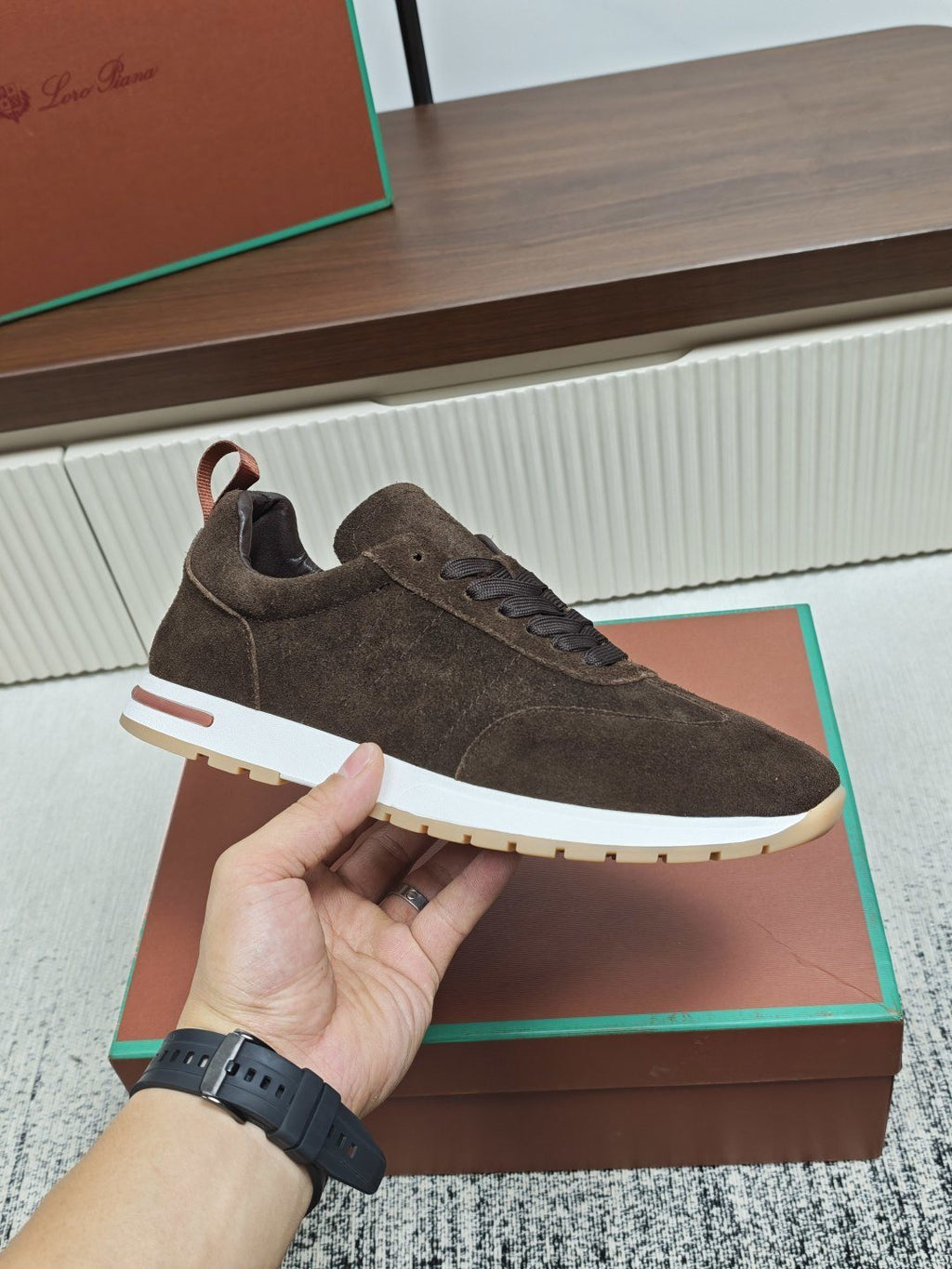 Dark Brown Low-Top Lace-Up Sneakers